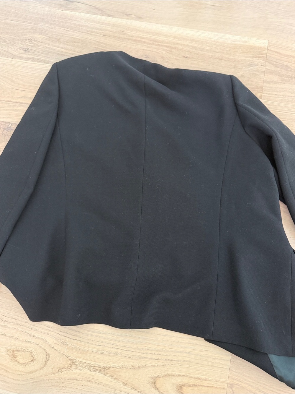 Annabella Boutique Italy Pure New Wool Collarless Black Blazer Jacket Sz 47 / M - Picture 9 of 9